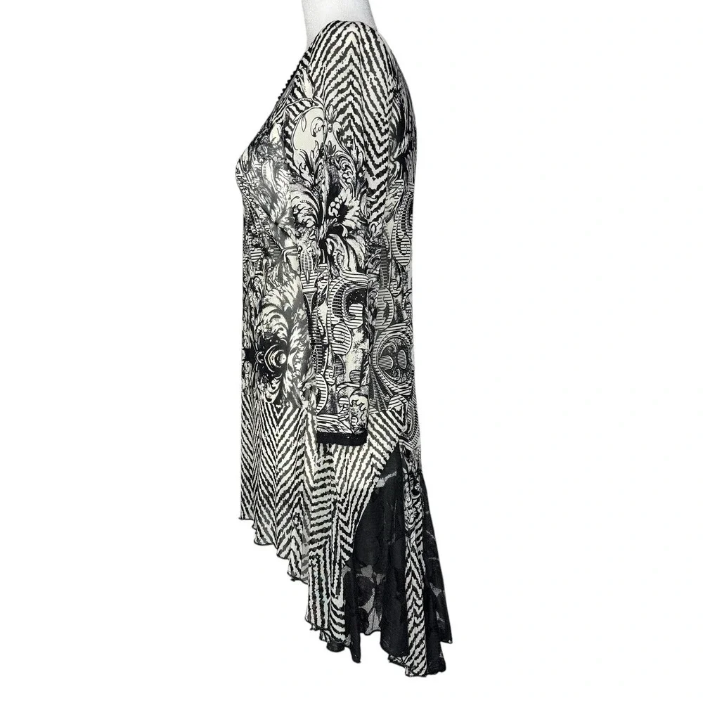 Mechant Y2K Vintage Tunic Top S/M Fairy Whimsigoth Sheer Asymmetrical Lace Shirt